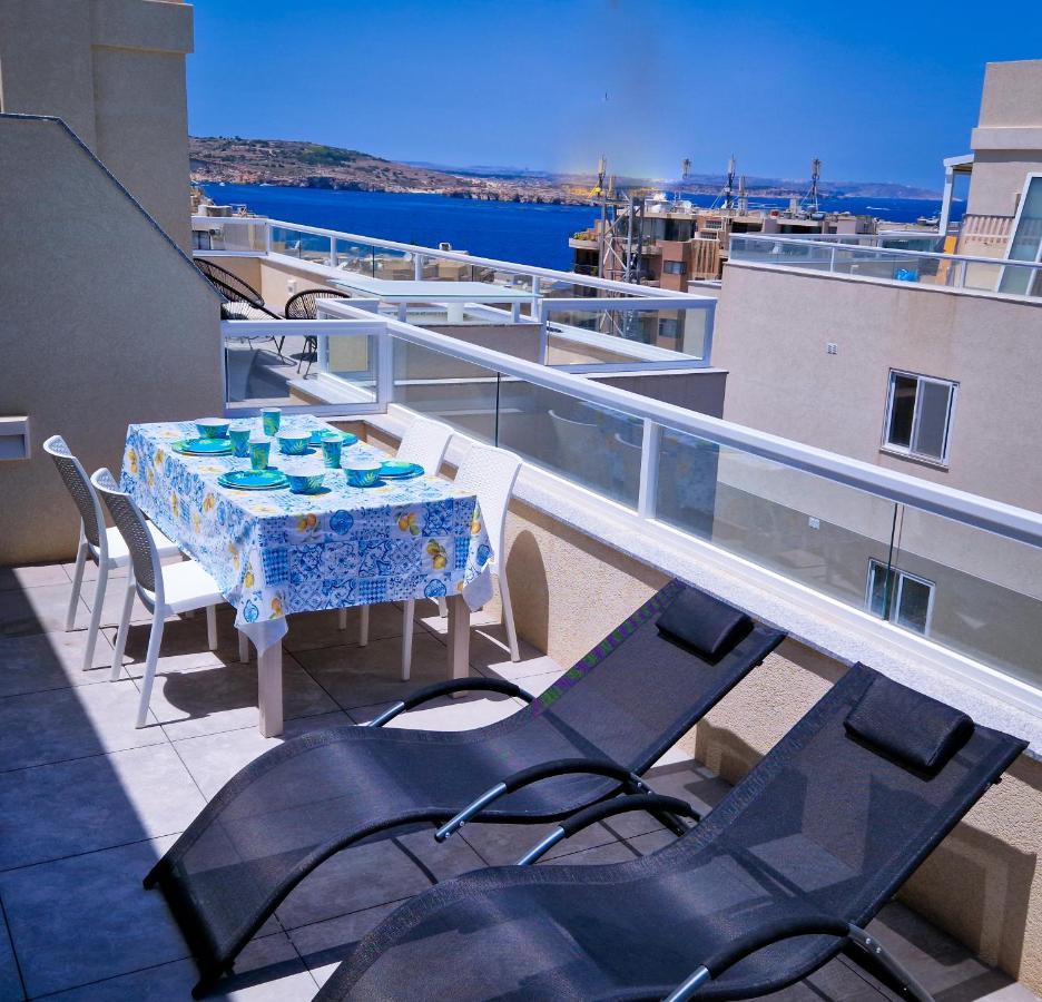 Appartement Sea View New Penthouse Terrace & Garage Parking à San Pawl il-Baħar Extérieur photo